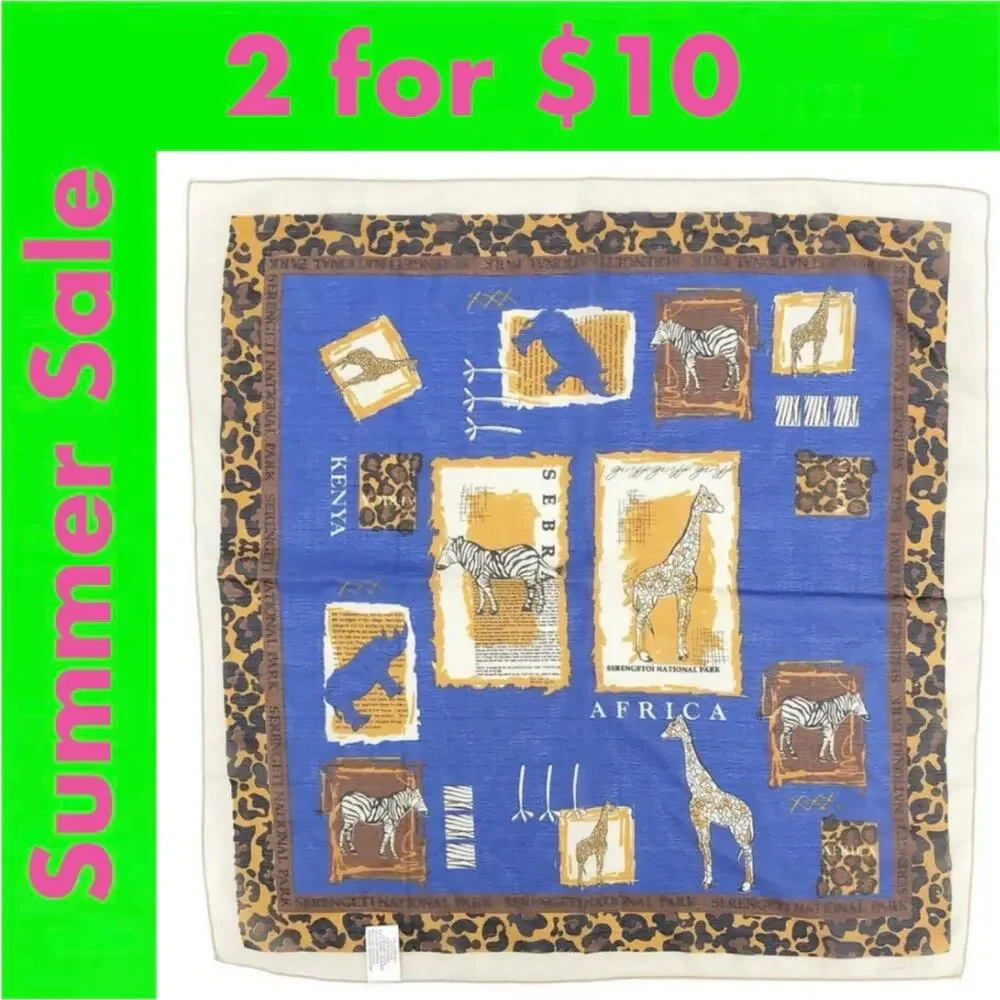 80s Serengeti National Park Africa souvenir scarf 1980s vintage